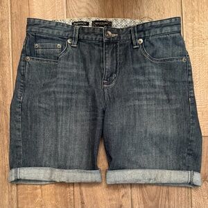 Madison Dark Blue Roll Cuff Stretch Boyfriend fit Denim Shorts - Size 6